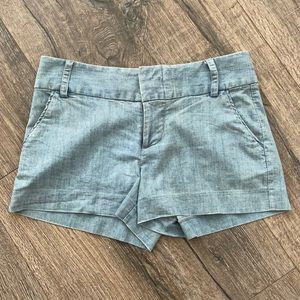 Alice + Olivia blue chambray cady shorts